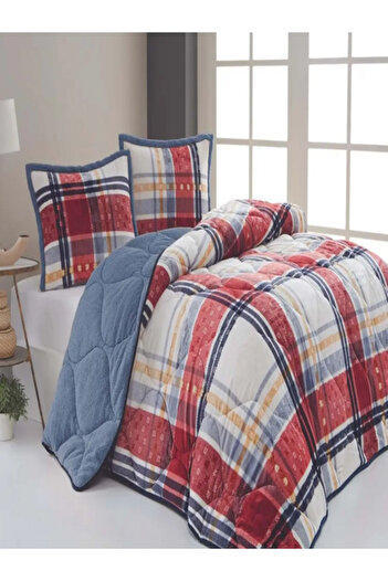 Merinos Boris Red Ecru Double Comforter Quilt Set