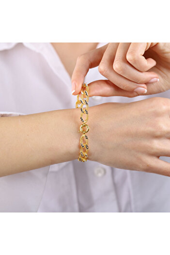 Sembol Gold Samanyolu Altın Bileklik 14 Ayar Kalemli 8mm