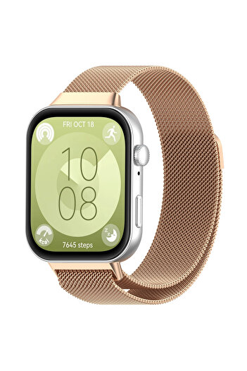 Techmaster Huawei Watch Fit 3 Fit 4 Fit 4 Pro Uyumlu Manyetik Mıknatıslı Hasır Kordon Kayış