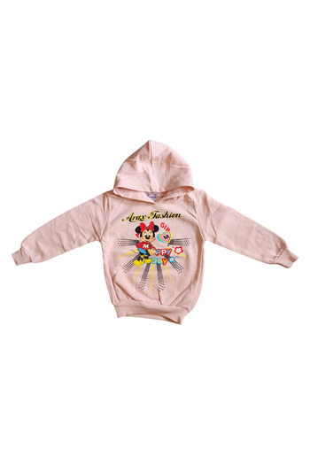 By Cwhr 100% Cotton 2 Thread Raster Minnie Mouse Printed Girls' Hooded Sweatshirt