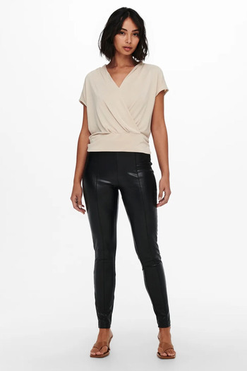 ONLY Women's Tight Fit Shiny Faux Leather Leggings - 15231825
