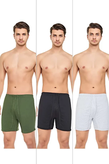 CENNETOĞLU Men's Combed Cotton Long Panties with Legs 3 Pack