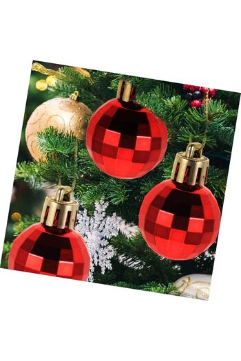 Partifabrik Christmas Pine Tree Ornament Colorful Disco Ball Ornament Set 5 cm 6 Pieces