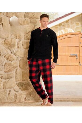 Pijamoni Чоловічий зимовий піжамний комплект з коміром на ґудзиках 6100/7 - 1 шт.