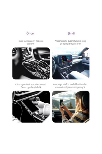 XUDA Carplay Araba Için Multi Medya Oynatıcı Mini Kablosuz Ikisi Bir Arada Androit Ios Otomatik Bağlanti