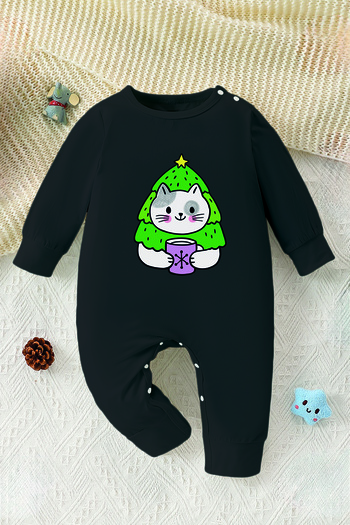 ADABEBEK Tree Costume Kitten Printed Style Baby Jumpsuit 23203