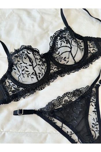 Feruzdesign Marte Black Underwire Plus Size Bra Set