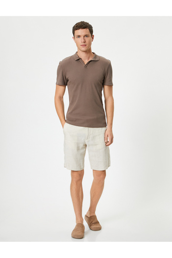 Koton Slim Fit T-Shirt aus Baumwolle mit Polokragen und kurzen Ärmeln