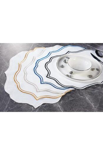 Onedekor 6-Piece American Service Embroidered Lisa Linen Effect (Machine Washable)