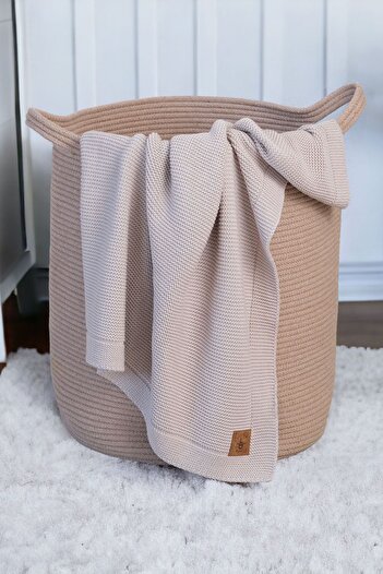 Next Baby LITTLE DEDI Organic Cotton Knitted Baby Blanket Stone - 80x100