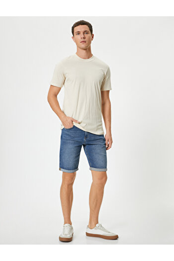 Koton Layered Leg - Bermuda Jeans Shorts with Pockets and Buttons