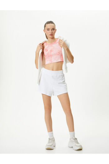 Koton Half Sports Athlete Batik Patterned Ribbed Cotton