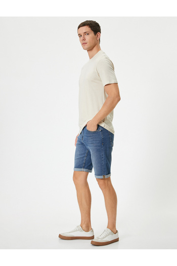 Koton Layered Leg - Bermuda Jeans Shorts with Pockets and Buttons