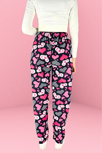 Farya Home Luxury Soft Welsoft Polar Puantiyeli Kışlık Peluş Pijama Altı Pantolon