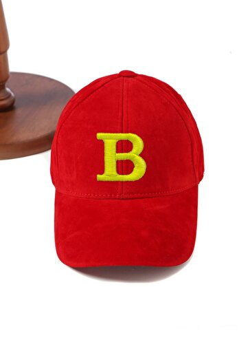 ŞapkaMania B Embossed Letter Suede Cap