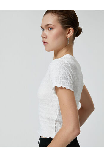 Koton Textured Crop Top - Krátký rukáv Crew Neck - Slim Fit Bürument