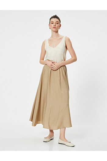 Koton Langer Rock mit elastischer Taille aus Modal-Mischgewebe