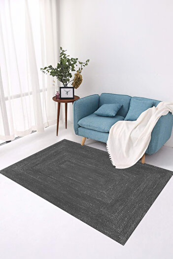 Viyana Home Digital Anti-Slip Base Jute Plain Modern Washable Runner Kitchen Living Room Carpet