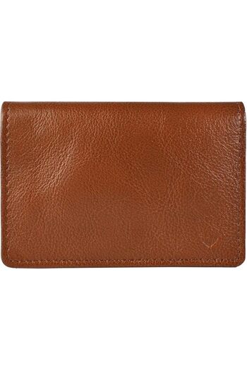 Hidesign 020 Bifold Unisex Card Holder - Genuine Leather, Tan - Compact & Stylish, RFID Protection