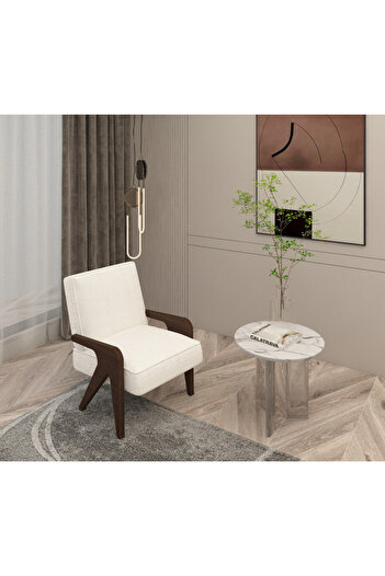 Oak House Beech wood bouclé chair size 72x75x93 cm