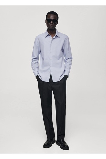 MANGO Man Slim Fit Thin Striped Cotton Shirt