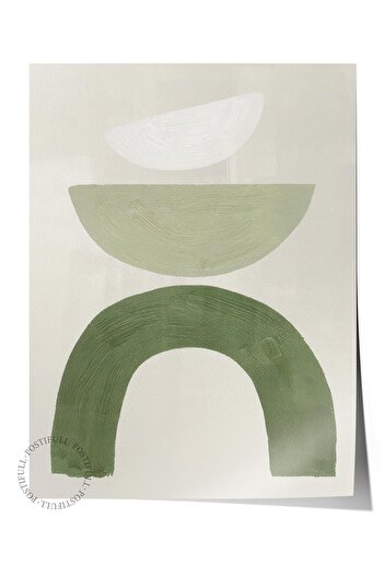Postifull Green Graphic Shapes No2 Poster, Vertical Wall Painting Comfort Series No: 108549