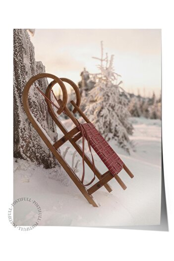 Postifull Winter Sleigh Poster , Unframed Wall Poster, Vertical Wall Painting Comfort Series No: 108512