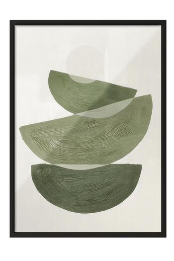 Postifull Green Graphic Shapes No1 Framed Painting, Vertical Wall Painting Comfort Series No:108548
