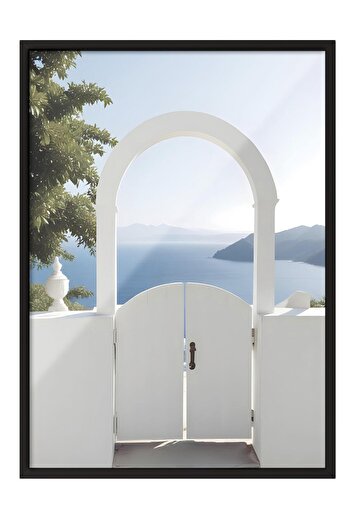 Postifull Mediterranean Portal Framed Painting, Vertical Wall Painting Comfort Series No:108480