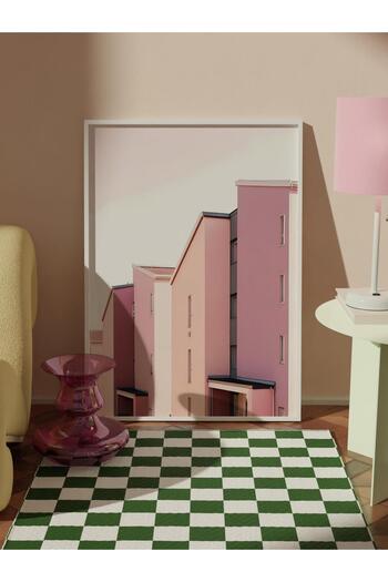 Postifull Shades of Pink Framed Painting, White Frame and Poster, Wall Painting Comfort Series No:108487