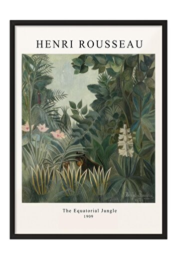 Postifull Rousseau - the Equatorial Jungle Framed Painting, Vertical Wall Painting Comfort Series No:108498