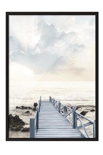 Postifull Jetty at Sunrise Framed Painting, Black Frame and Poster, Wall Painting Comfort Series No:108435