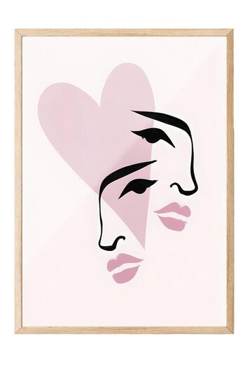 Postifull The Two of Us Framed Painting, Wooden Frame and Poster, Vertical Wall Painting Comfort Series No:108489