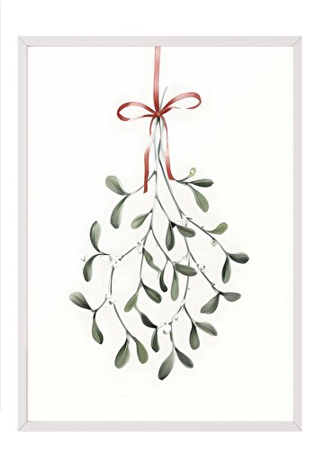 Postifull Under the Mistletoe New Year Painting, White Frame and Poster, Wall Painting Comfort Series No:108477