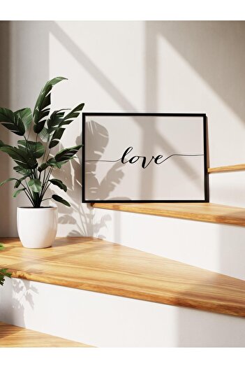 Postifull Love Framed Painting, Black Frame and Poster, Horizontal Wall Painting Comfort Series No:108494