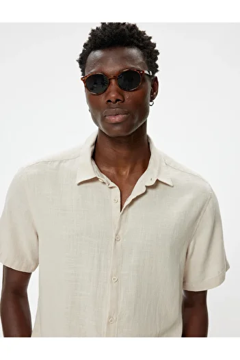 Koton Summer Shirt Short Sleeve Classic Collar Button down Cotton Regular Fit