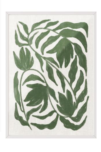 Postifull Green Botanical on Linen Framed Painting, Vertical Wall Painting Comfort Series No:108468