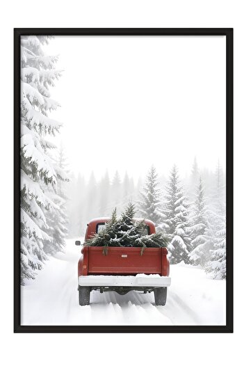 Postifull Driving Home for Christmas New Year Painting, Vertical Wall Painting Comfort Series No:108475