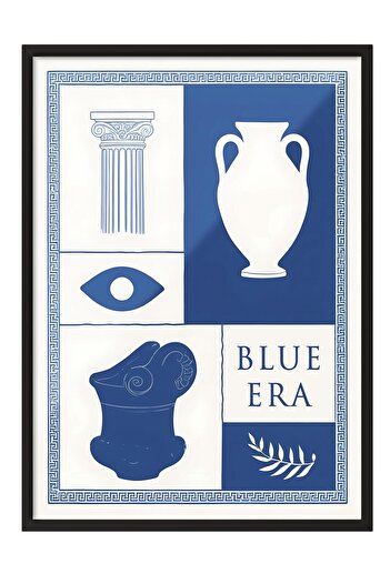 Postifull Blue Era Framed Painting, Black Frame and Poster, Vertical Wall Painting Comfort Series No:108482
