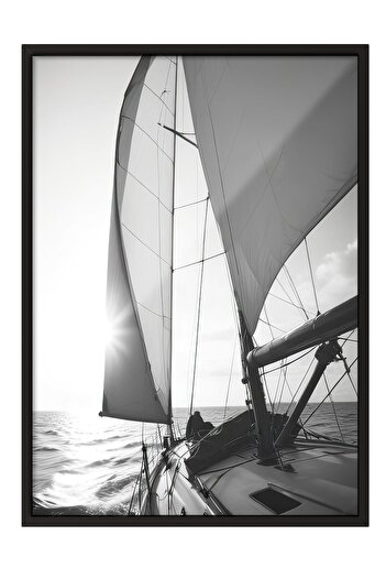 Postifull Sailing into the Sunset Framed Painting, Vertical Wall Painting Comfort Series No:108384