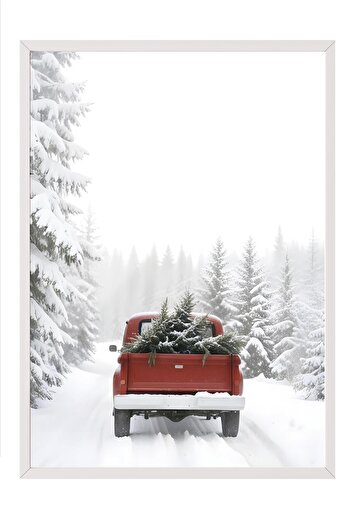Postifull Driving Home for Christmas New Year Painting, Vertical Wall Painting Comfort Series No:108475