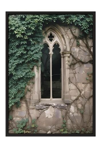 Postifull Window in the Forest Framed Painting, Vertical Wall Painting Comfort Series No:108495