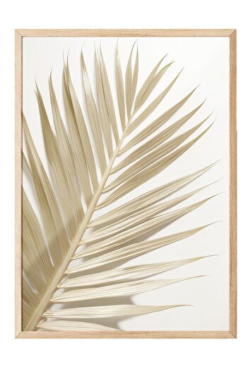Postifull Gold Palm Framed Painting, Wooden Frame and Poster, Vertical Wall Painting Comfort Series No:108378