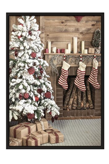 Postifull Holiday Home Framed Painting, Black Frame and Poster, Vertical Wall Painting Comfort Series No:108514