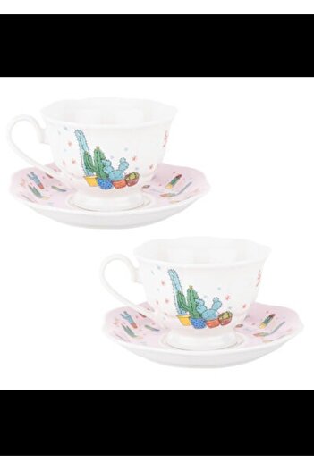 Tantitoni 2-Piece Lovely Cactus New Bone Coffee Cup Set (Elvin Home Concept)