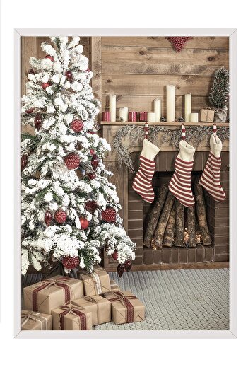 Postifull Holiday Home Framed Painting, White Frame and Poster, Vertical Wall Painting Comfort Series No:108514