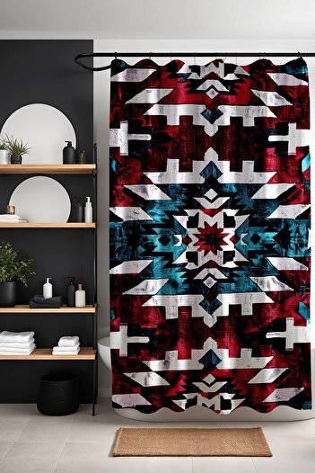 EVPANYA Bathroom Curtain, Antique Ethnic Motif Patterned Shower Curtain, Bathtub Curtain 175X200Cm