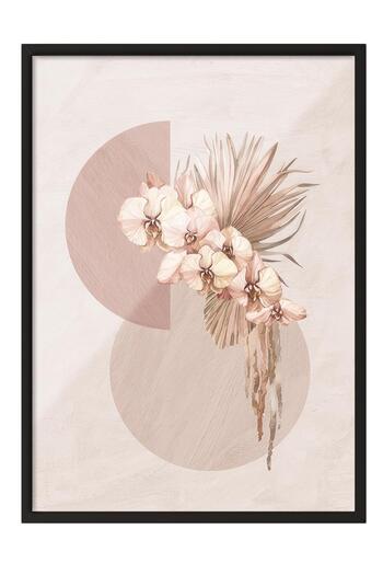 Postifull Botanical Shapes and Flowers Framed Painting, Vertical Wall Painting Comfort Series No:108531