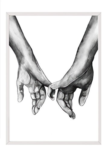Postifull Watercolour Hands Framed Painting, White Frame and Poster, Wall Painting Comfort Series No:108518