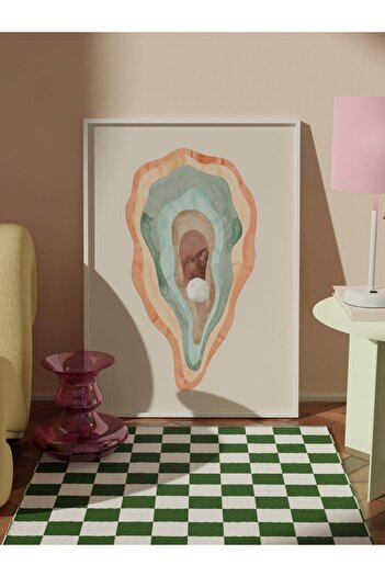 Postifull Watercolour Oyster Framed Painting, White Frame and Poster, Wall Painting Comfort Series No:108522
